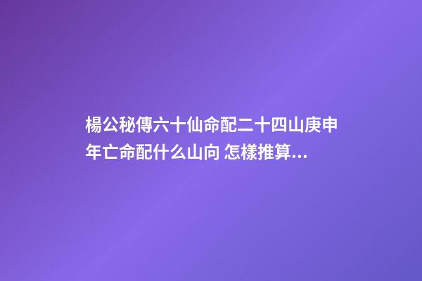 楊公秘傳六十仙命配二十四山庚申年亡命配什么山向 怎樣推算六十仙命與二十四山的吉兇-第1張-觀點-玄機派